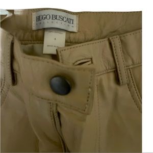Hugo Buscati Cream Leather Pants